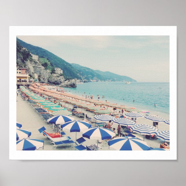 Póster Cinque Terre Italia Vintage Beach Travel Photo (Frente)