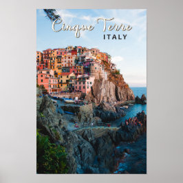 Póster Cinque Terre Italia Watercolor Vintage