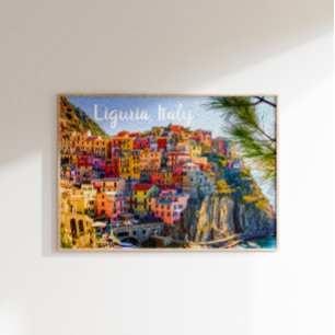 Póster Cinque Terre Liguria Italia Casas Coloridas Pintur