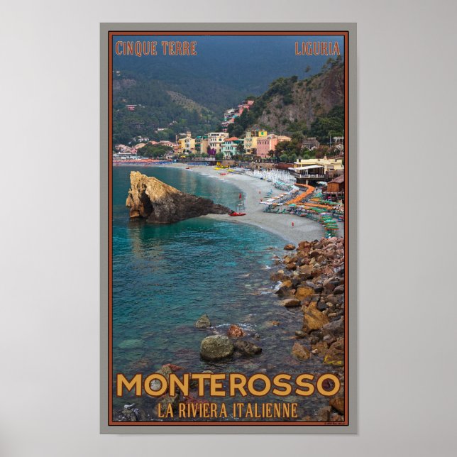 Póster Cinque Terre - Mañana en la playa de Monterosso (Frente)