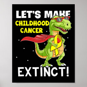 Póster Cinta Amarilla de Dinosaurio Conciencia del Cáncer