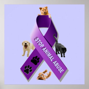 Póster Cinta animal de la conciencia del abuso (abuso
