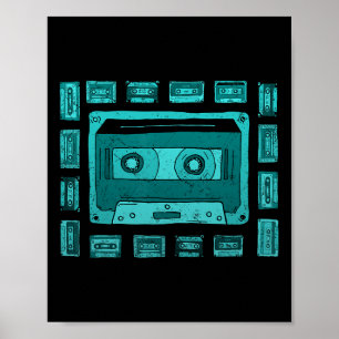 Póster Cinta Antigua Acuarela Teal Verde Acuarela Claro G