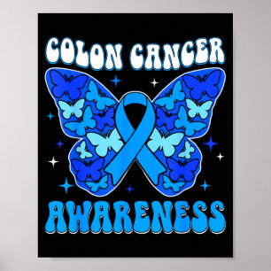Póster Cinta azul de concienciación sobre el cáncer de co