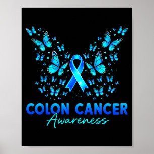 Póster Cinta azul de concienciación sobre el cáncer de co