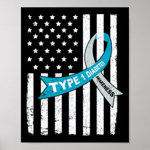 Póster Cinta azul gris Bandera estadounidense Tipo 1 Diab