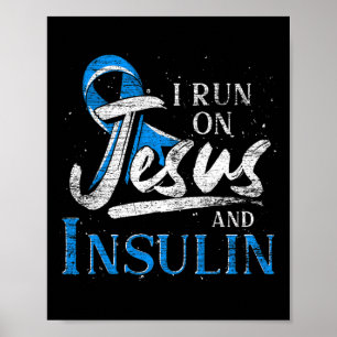 Póster Cinta Azul Que Corro Sobre Jesús E Insulina Diabet