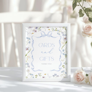 Póster Cinta Blue Bow Flor silvestre Tarjetas y regalos