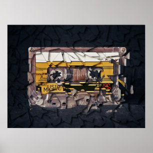 Póster Cinta Cassette destrozada