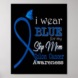 Póster Cinta Con La Que Uso Azul Para El Cáncer De Colón 