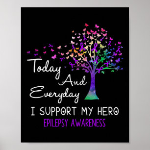 Póster Cinta de árbol Apoyo a mi héroe Conciencia de epil