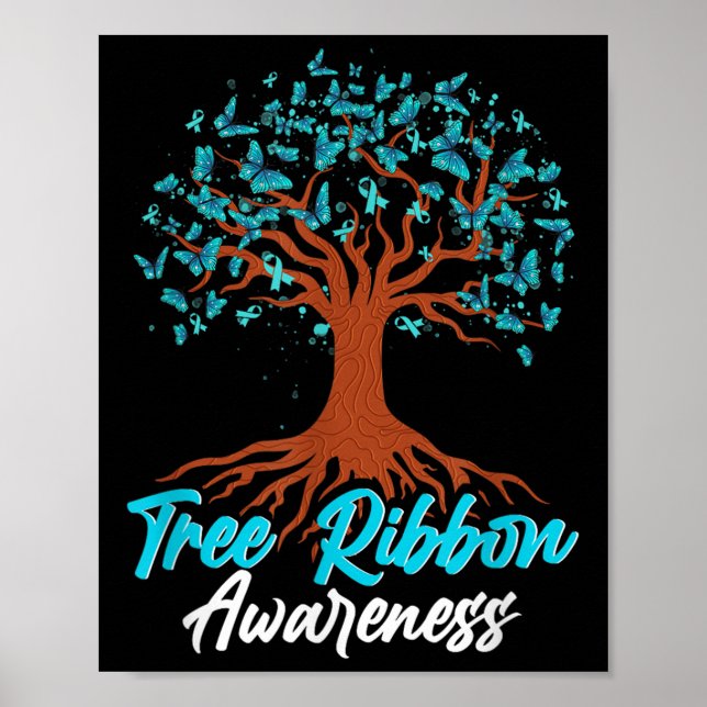Póster Cinta de árbol recuperación de adicción consciente (Frente)
