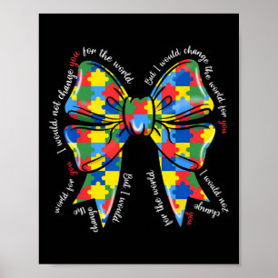 Póster Cinta de Autismo Puzzle Coquette Lazo de Autismo M