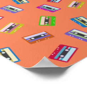 Póster Cinta de Casete Retro Vintage Amante Colorido Mixt