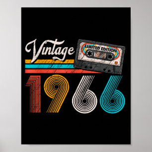 Póster Cinta de casete Vintage 1966 cumpleaños 60 años 60