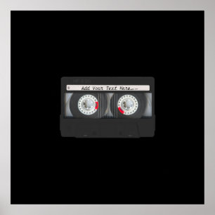 Póster Cinta de cassette negro retro