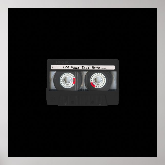Póster Cinta de cassette negro retro (Frente)