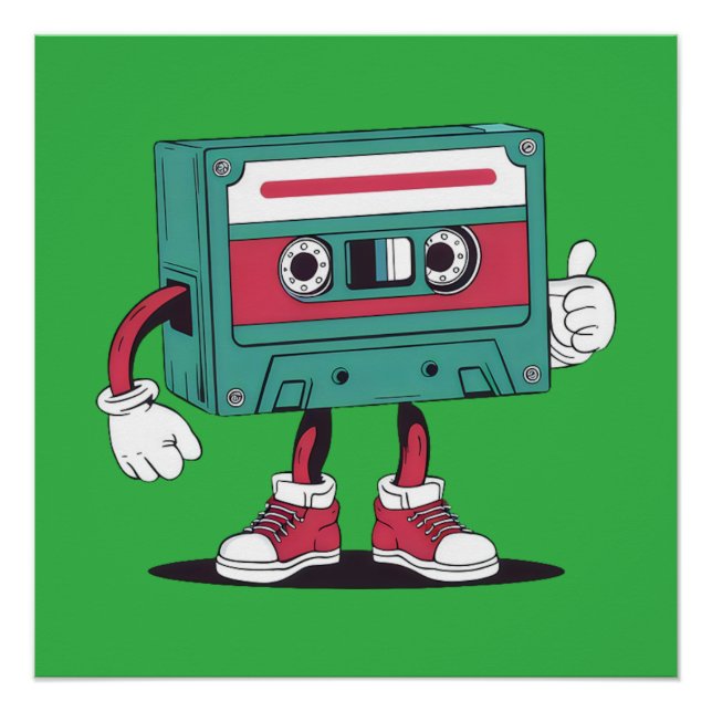 Póster Cinta de cassette retro. (Anverso)