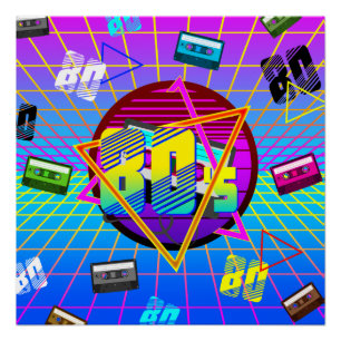 PÓSTER CINTA DE CASSETTE RETRO DE LOS 80'S OLD SCHOOL