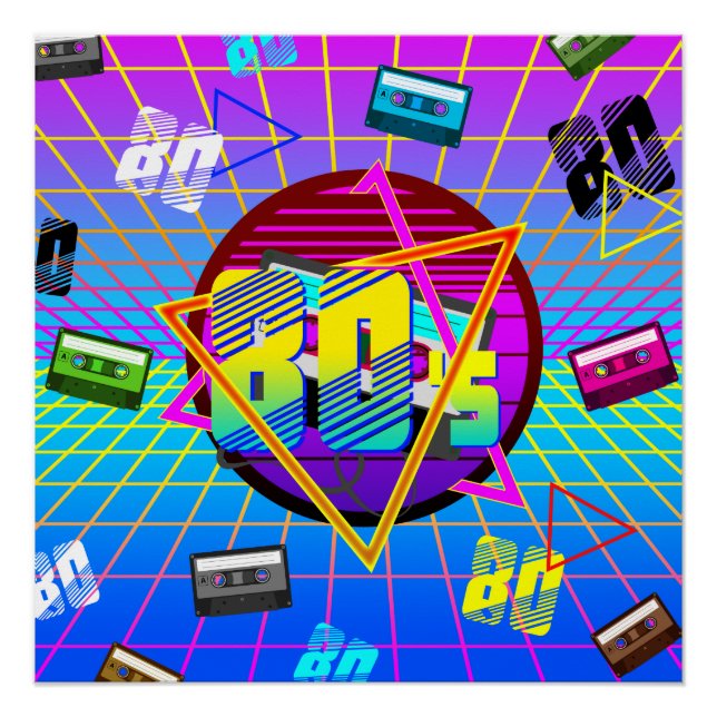 PÓSTER CINTA DE CASSETTE RETRO DE LOS 80'S OLD SCHOOL (Anverso)
