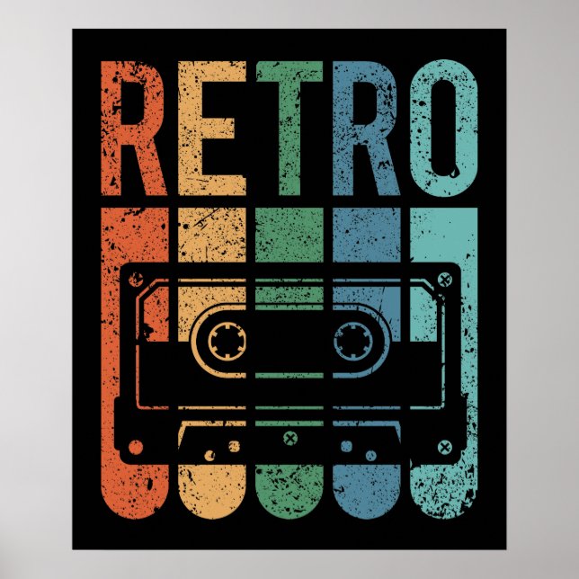 Póster Cinta de cassette retro (efecto grunge) (Frente)