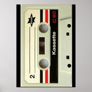 Póster Cinta de cassette retro Geeky nerdy de los años 19
