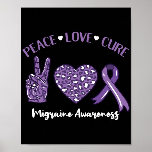 Póster Cinta de Conciencia de Migraña Cura Amor Paz (Frente)