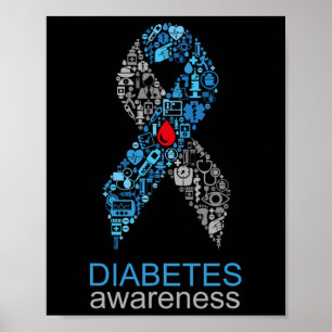 Póster Cinta de Conciencia del Día Mundial de la Diabetes