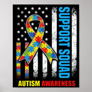 Póster cinta de conciencia del equipo de apoyo autismo ba