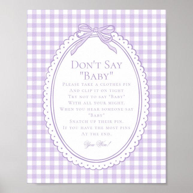 Póster Cinta de Coqueta de Gingham Morado Juego No Digas  (Frente)