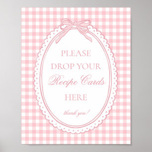 Póster Cinta de Coqueta de Gingham Rosa Comparte una Rece