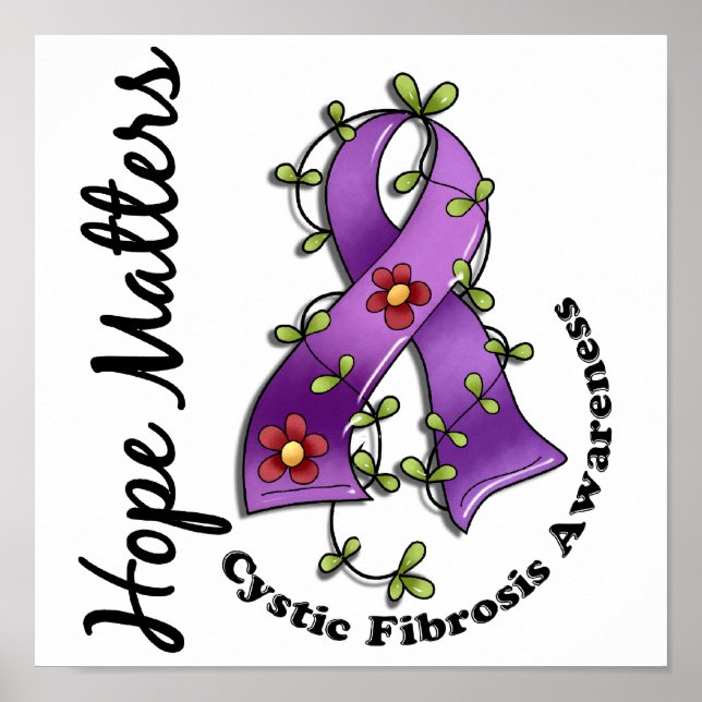 Póster Cinta de Flores 4 Esperanza Importa Fibrosis Quíst (Frente)