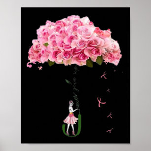 Póster Cinta de flores concienciación sobre el cáncer de