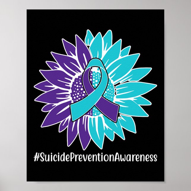 Póster Cinta de girasol morado Verde azulada prevención d (Frente)