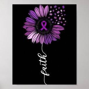 Póster Cinta de Girasol Púrpura Hombres y Mujeres Alzheim