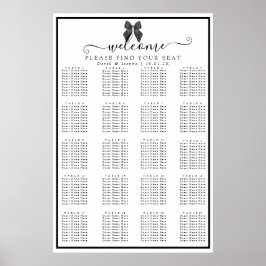 Póster Cinta de lazo clásico negro y blanco Asiento de bo