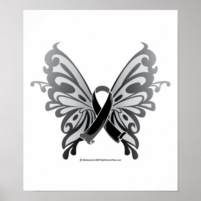 Póster Cinta de mariposa de cáncer de piel (Frente)