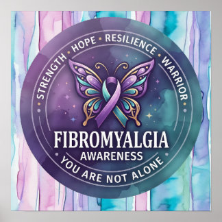 Póster Cinta de mariposa de concienciación sobre la fibro