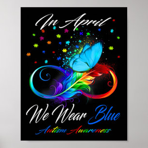 Póster Cinta de Mariposa En Abril Nosotros Llevamos Azul