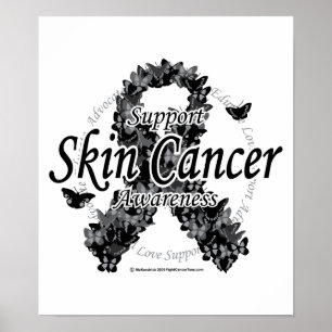Póster Cinta de mariposas para el cáncer de piel