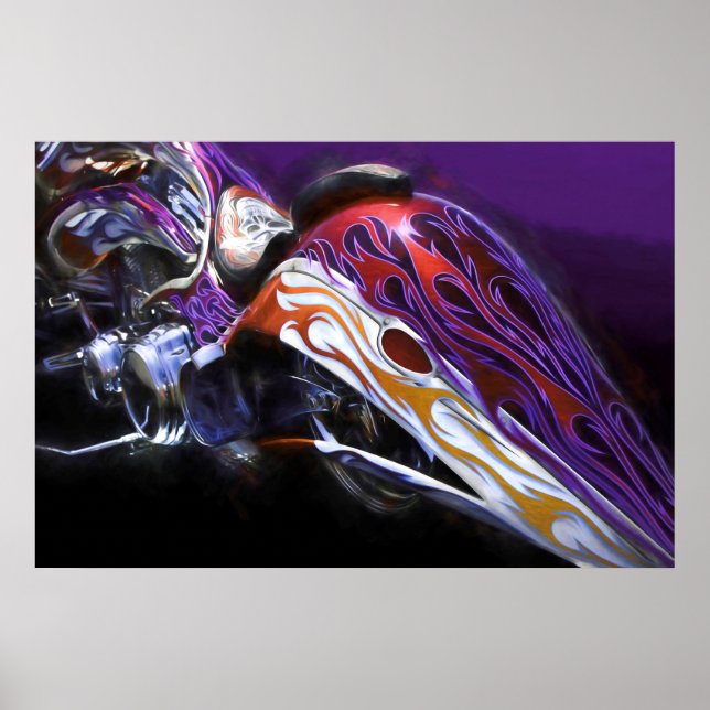 PÓSTER CINTA DE MOTOCICLETA DE CHOPPER DE UN DRAGÓN (Frente)