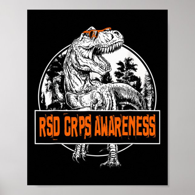 Póster Cinta de Naranja de dinosaurios RSD CRPS de sensib (Frente)
