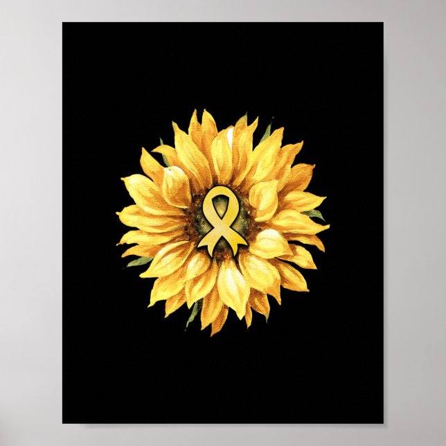 Póster Cinta de oro de girasol para la sensibilización so (Frente)