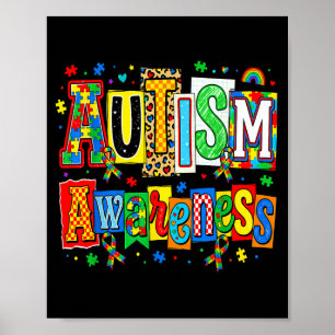 Póster Cinta de rompecabezas de conciencia del autismo ap