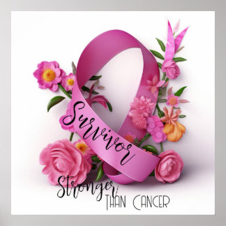 Póster Cinta de sensibilización sobre el cáncer de flores