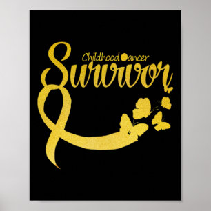 Póster Cinta de Superviviente de Cáncer Infantil Mariposa