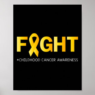 Póster Cinta dorada para la lucha contra el cáncer infant