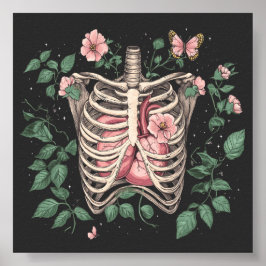 Póster Cinta floral y Ilustracion botánico cardíaco