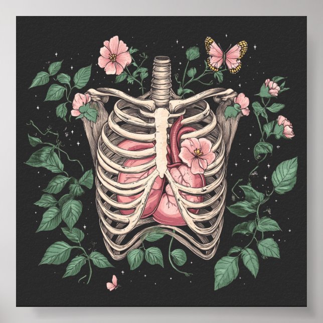 Póster Cinta floral y Ilustracion botánico cardíaco (Frente)