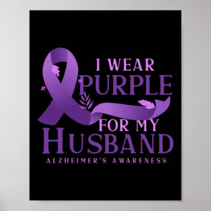 Póster Cinta morada Alzheimer Marido Combatiente Alzheime